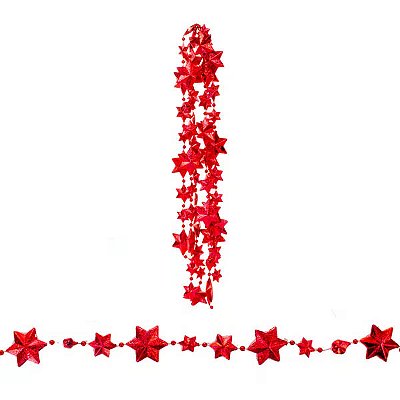 Cordão de Natal Estrelas Vermelho 1,8m – Enfeite Decorativo Natalino