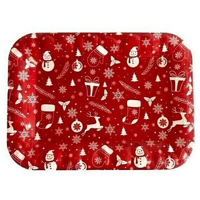 Bandeja Plástica Retangular Figuras Natal - 37cm x 27cm