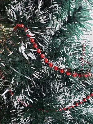 Corrente de Bolinhas Vermelho Enfeite de Natal para Árvore 6mm x 1,80m
