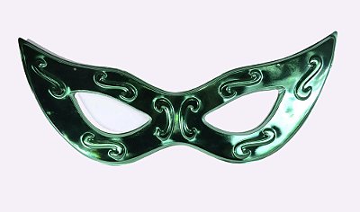 Máscara Grande Metalizada de Plástico Decoração de Paredes - Verde  - 77x33cm