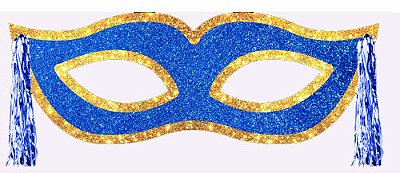 Painel Cartonado Máscara Azul Com Fitilho - 69x24 cm