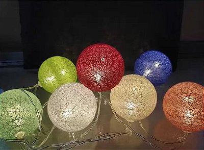 Cordão Luminoso Esfera Bola Colorida 10 Leds