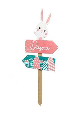 Placa de Jardim Pascoa Caça Aos Ovos 38cm