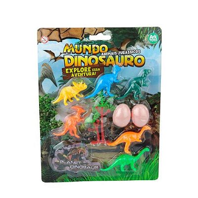 KIT Animais de Plástico 09 Peças Dinossauros