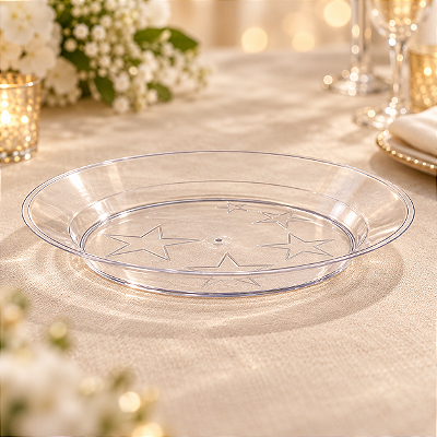 Prato de Acrílico Cristal 21cm - 10 Unidades