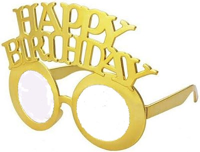Óculos de Festa Happy Birthday Sem Lente - 12 Unidades (4 dourado/4 Prata/4 rose)