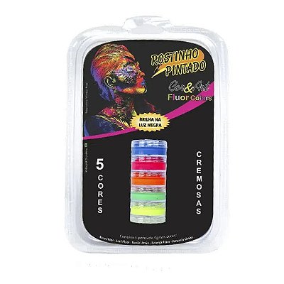 Torre de Tinta Facial Maquiagem Cremosa Brilha No Escuro - 5 Cores Fluor de 4 gr