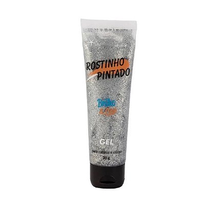 Bisnaga Gel p/ Cabelo Corpo e Rosto Prata Glitter 30 gr