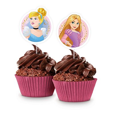 Picks Decorativos para Doces Festa Princesas Disney 9x4 cm - 8 Unidades