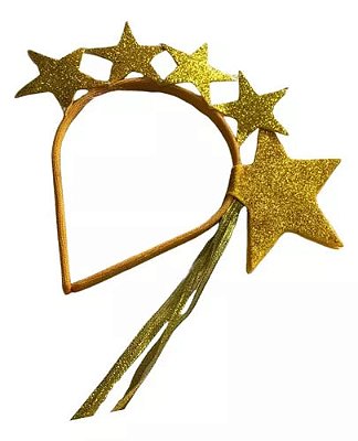 Tiara Carnaval Personalizada 5 Estrelas Dourado