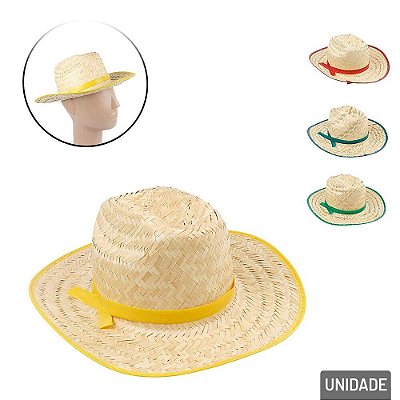Chapéu De Palha Infantil Texano Festa Junina - Cores das Fitas Variadas - 1 Unidade