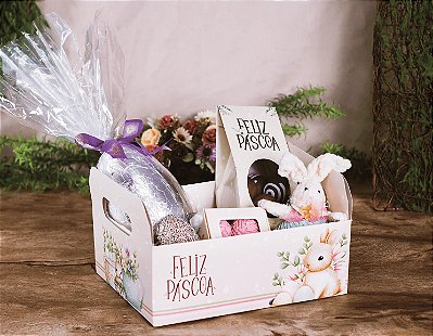 Cesta Caixote Páscoa Encantada 23x14x12cm - 1 Unidade