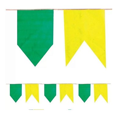 Bandeirola Plástico Verde e Amarelo Festa Brasil 21 Bandeiras 17x23cm - 10 Metros