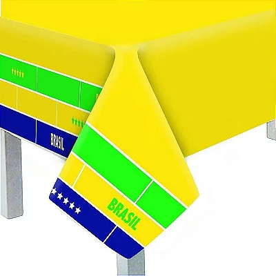 Toalha Plástica de Mesa Festa Brasil 180x118cm