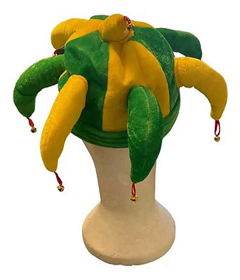 Chapéu Verde E Amarelo Veludo Torcedor Festa Brasil - 26cm