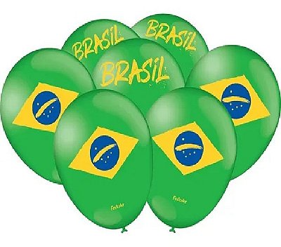 Balão de Látex 9 Polegadas Verde Brasil - 25 Unidades.