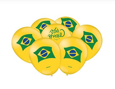 Balão de Látex 9 Polegadas Vai Brasil - 25 Unidades.