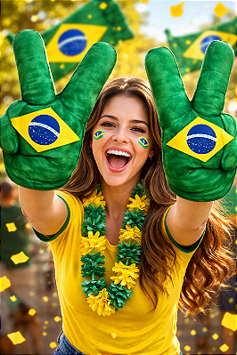 Mão Sinal de Vitória Brasil 35x25cm em Poliéster – 1 Unidade