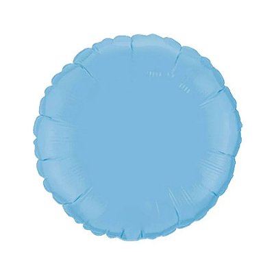 Balão Metalizado Redondo Azul Claro - 50cm - Flutua Com Gás Hélio