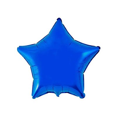 Balão Metalizado Estrela Azul - 50cm - Flutua Com Gás Hélio