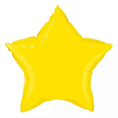 Balão Metalizado Estrela Amarelo - 50cm - Flutua Com Gás Hélio
