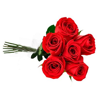 Buquê Com 6 Rosas De Veludo Vermelhas Médias Artificiais