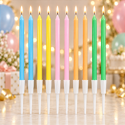 Vela de Aniversário Palito Candy Colors 11cm - 10 Unidades