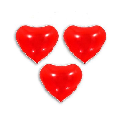 Balão de Festa Metalizado 5,5' Polegadas (14cm) - Coração vermelho - 3 unidades