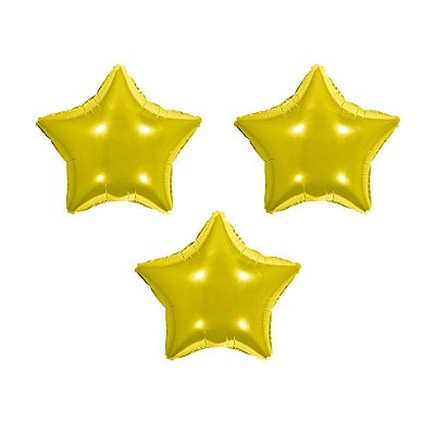 Balão de Festa Metalizado 5,5' Polegadas (14cm) - Estrela Dourado - 3 unidades