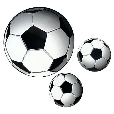 Kit Painel Decorativo Bola de Futebol 3 Peças (1 Bola-50x50cm e 2 Bolas-23x23cm)