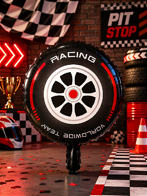 Balao Metalizado Pneus Rodas Corrida Carros - 43cm