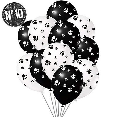 Balão Bexiga Decorado Pegadas Dog - Tamanho 10 Polegadas (25cm) - 25 Unidades