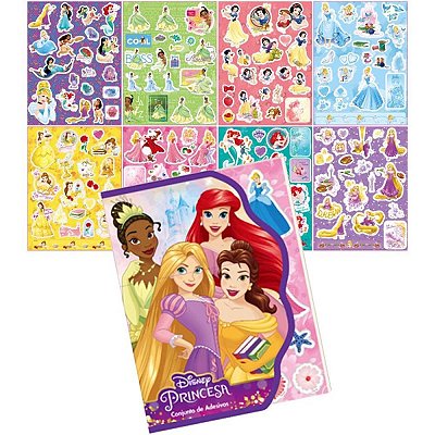 Adesivos Decorados Princesas Disney - 11x14cm - 8 Cartelas