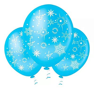 Balão Bexiga Flocos de Neve - Tamanho 10 Polegadas (25cm) - 25 Unidades