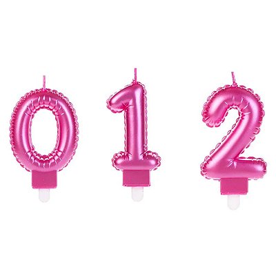 Vela Aniversário Número Balão Pink 8,5cm
