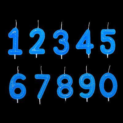 Vela c/ Palito Neon 14cm Azul (Selecione a Opção do Número)