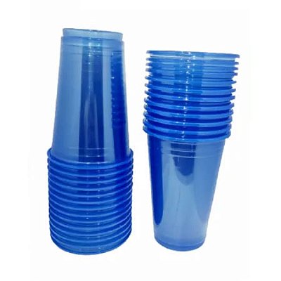 Copo Descartável Azul Biodegradáveis Neon 300 ml - 25 unidades