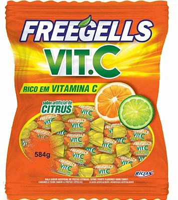 Bala Dura Freegells Citrus Com Vitamina - Pacote 584g - Aprox. 146 Unidades