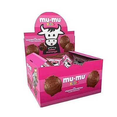 Chocolate Mumu Kids Morango - Caixa 374,4g - 24 Unidades de 15,6g Cada