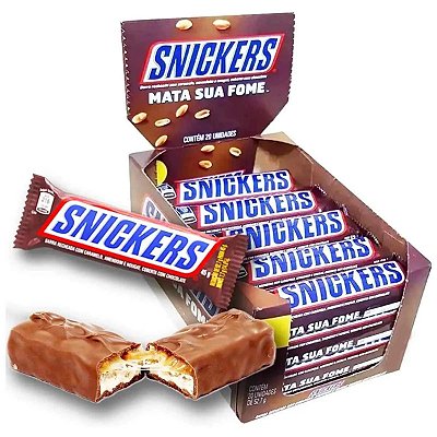 Snickers Chocolate e Caramelo - Caixa com 20 Unidades de 45g cada - 900g