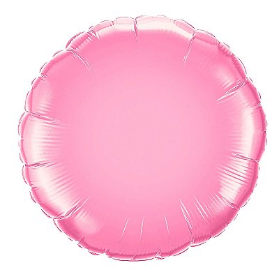 Balão Metalizado Redondo Rosa Claro - 50cm - Flutua Com Gás Hélio