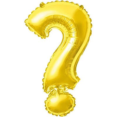 Balão Metalizado Dourado 40'(polegadas) aproximadamente 100cm - Símbolo interrogação - Flutua Com Gás Hélio