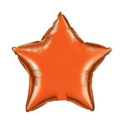 Balão Metalizado Estrela Laranja - 50cm - Flutua Com Gás Hélio