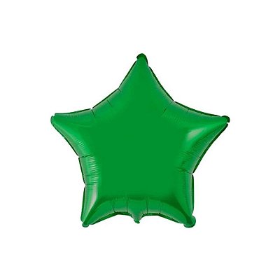 Balão Metalizado Estrela Verde - 50cm - Flutua Com Gás Hélio