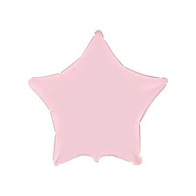 Balão Metalizado Estrela Rosa Baby - 50cm - Flutua Com Gás Hélio