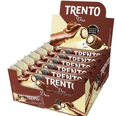 Trento Chocolate Duo - Dupla Cobertura Chocolate Branco e ao Leite - Caixa 512g - 16 Unidades