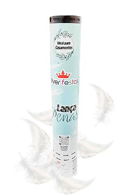 Lança Confete Penas Brancas - Tubo de 30cm