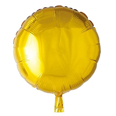 Balão Metalizado Redondo Dourado - 61cm - Flutua Com Gás Hélio