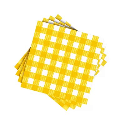 Guardanapo de Papel Xadrez Folha Dupla Amarelo - 33cm x 33cm - 20 Unidades