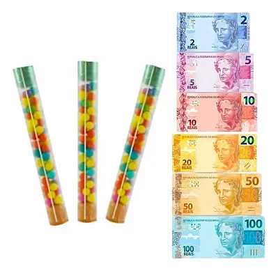 Confeito Balinha Tutti-Frutti Brasileirinho “Dinheirinho Falso” – 50 Unidades